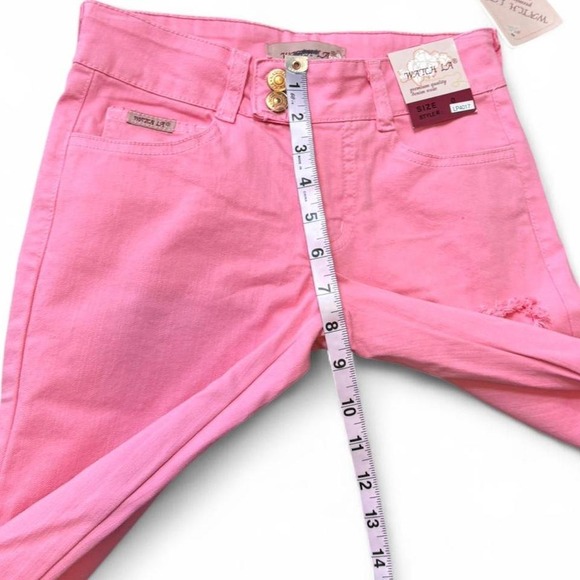 Y2K Pink Low Rise Ripped Flare Jeans - Picture 7 of 8